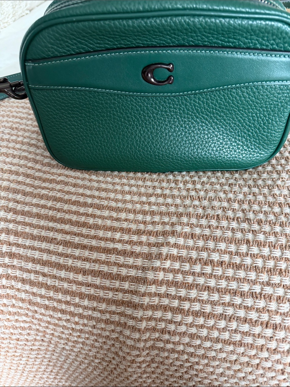 Coach Green Pebbled Leather Crossbody Camera Bag